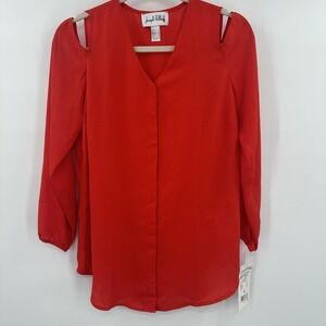 New Joseph Ribkoff Red Cold Shoulder Sleeve Blouse Size 4 Dressy‎ Valentine Glam